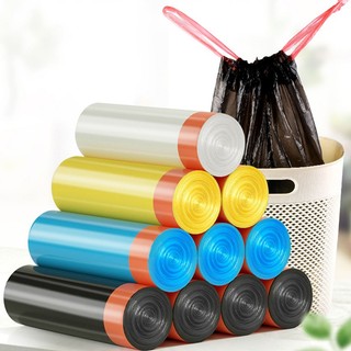 Combo 5 cuộn túi đựng rác có dây rút kích thước mỗi túi 45x50cm chịu lực 10kg 15 cái/ cuộn maya shop