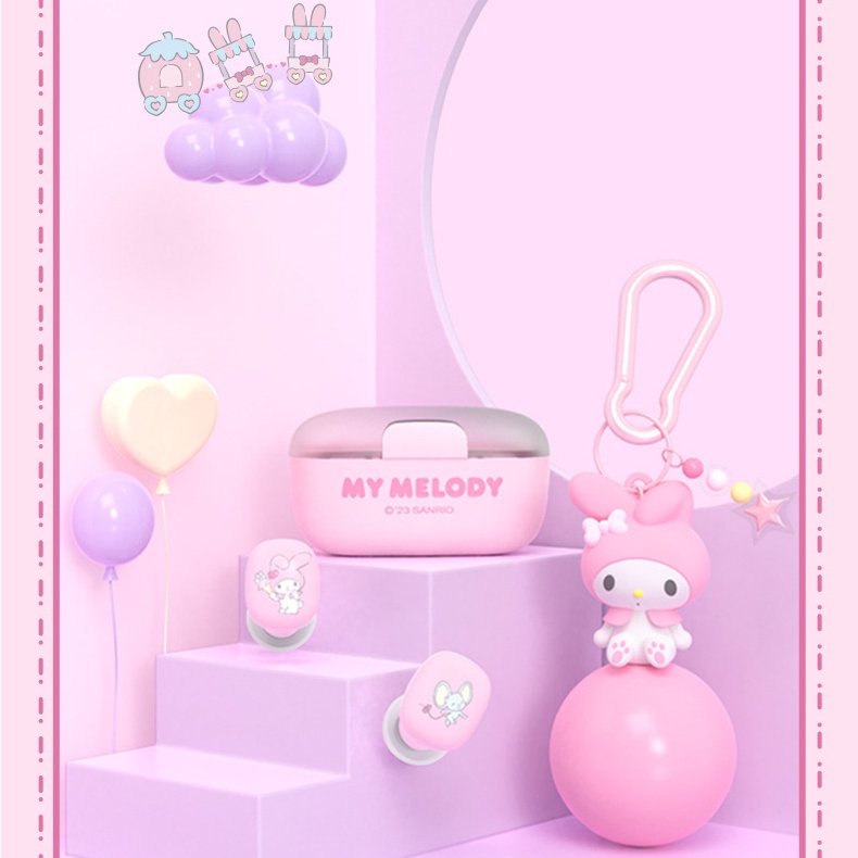 Tai Nghe Bluetooth 5.1 Không Dây Sanrio JS-0102 Âm Thanh Siêu Trầm Kuromi Cinnamoroll My Melody Pochacco