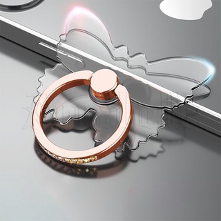 Giá Đỡ Điện Thoại Dạng Nhẫn Đeo Tay Xoay 360 Độ Trong Suốt Đính Kim Cương Giả Thông Dụng