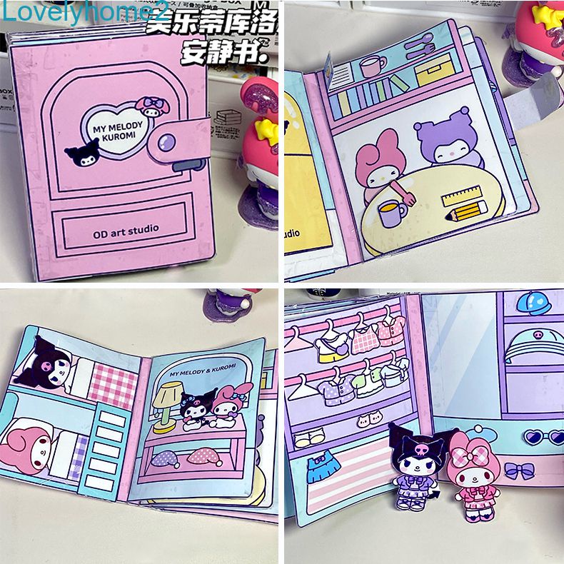 Origami Sanrio Yên Tĩnh Cuốn Sách Kuromi Sinh Viên Cô Gái Mặc Doudou Giáo Dục Cho Trẻ Em Handmade Tự Làm Bút Chì Màu Shin-chan Búp Bê Vải -lovelyhome2