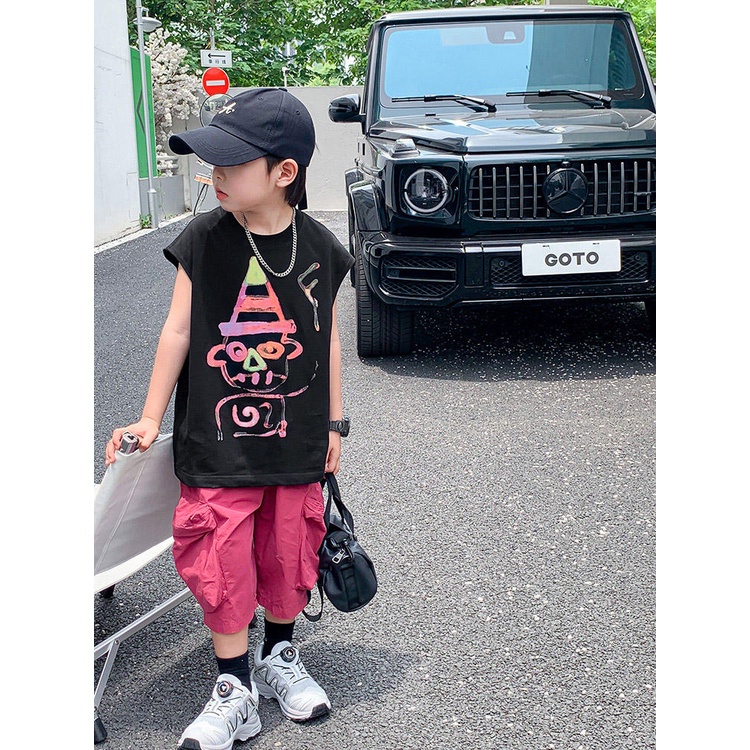 Áo thun YIDANL 100% cotton không tay thời trang cho bé trai