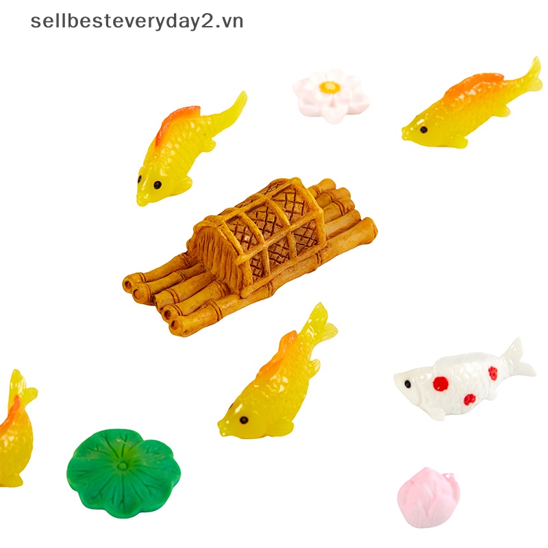 Mô Hình Cá Sen Mini Bằng Nhựa Resin Trang Trí Bể Cá Màu Sắc Sặc Sỡ DIY