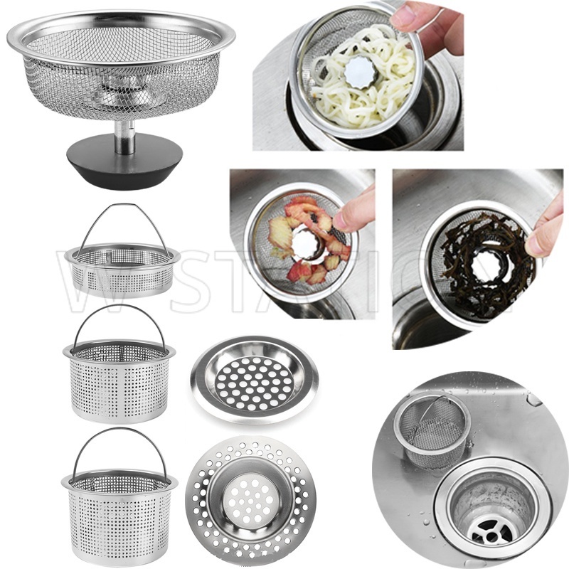 Lưới Lọc Bồn Rửa Bằng Thép Không Gỉ Có Tay Cầm / Lỗ Thoát Nước Tiện Dụng