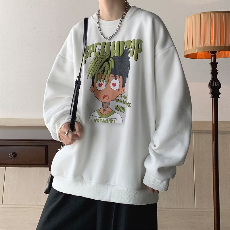 Youtang Áo sweater Cao Cấp Không Mũ Trùm Đầu Cổ Thuyền Nặng Phong Cách Mỹ Đẹp Trai