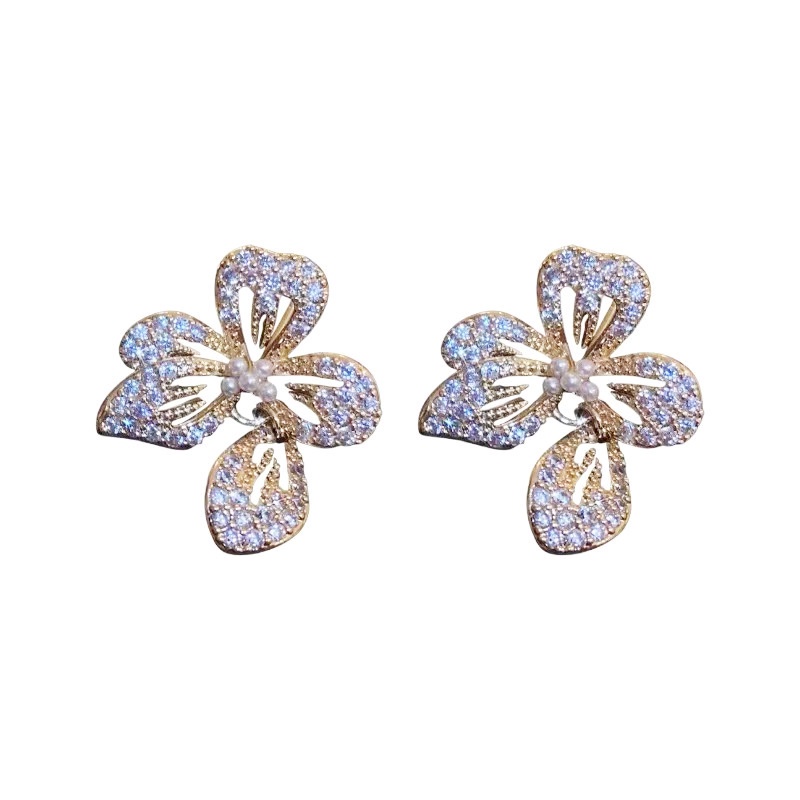 Bông Tai Pha Lê Hình Hoa Đính Ngọc Trai Thời Trang Hàn Quốc 2024 Cho Nữ 2024