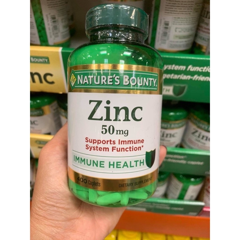 Viên uống bổ sung kẽm Nature’s Bounty Zinc 50mg 400v- Giảm mụn nội tiết, tăng cường sinh lý, tăng miễn dịch cơ thể