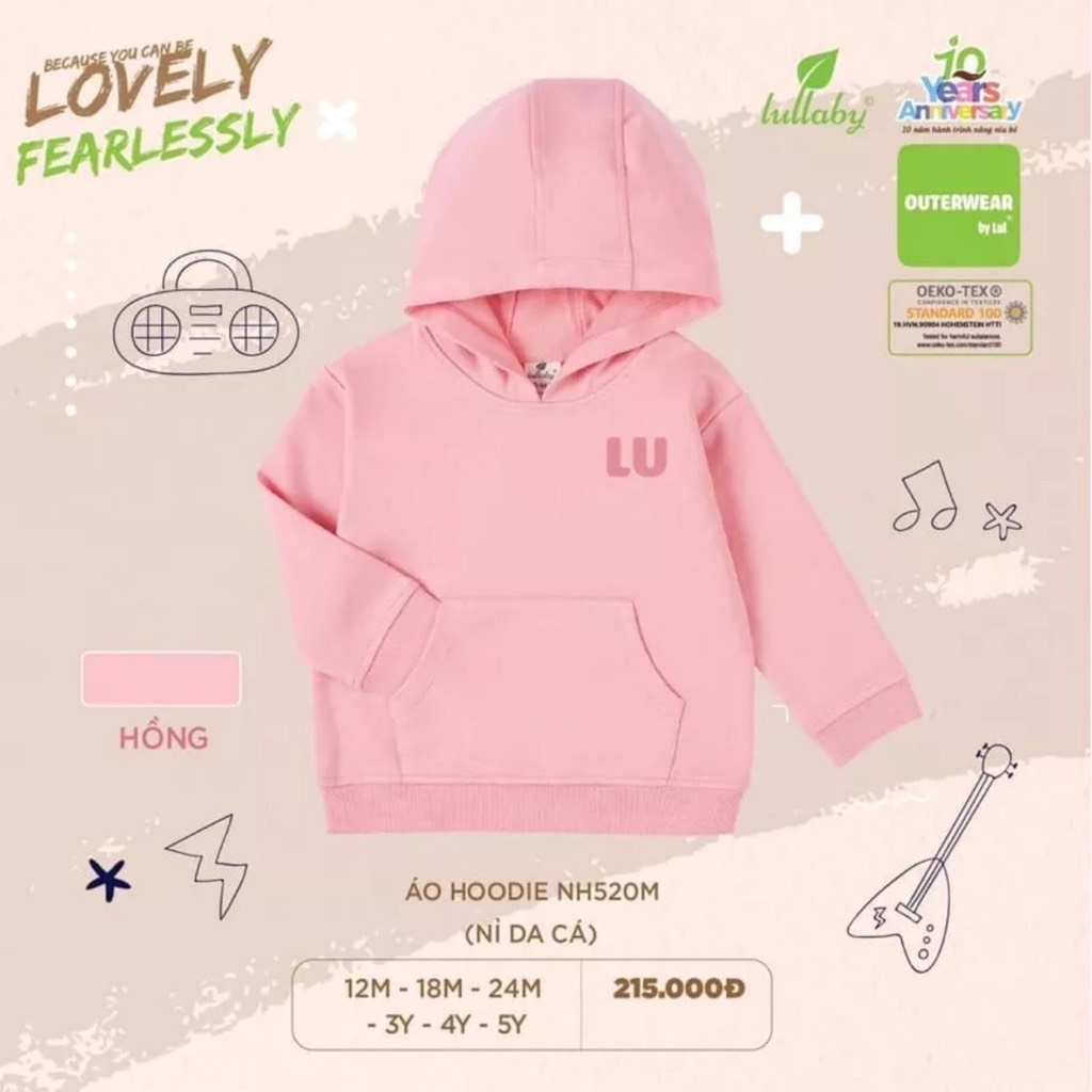 Áo hoodie Lullaby nỉ da cá cho bé trai bé gái