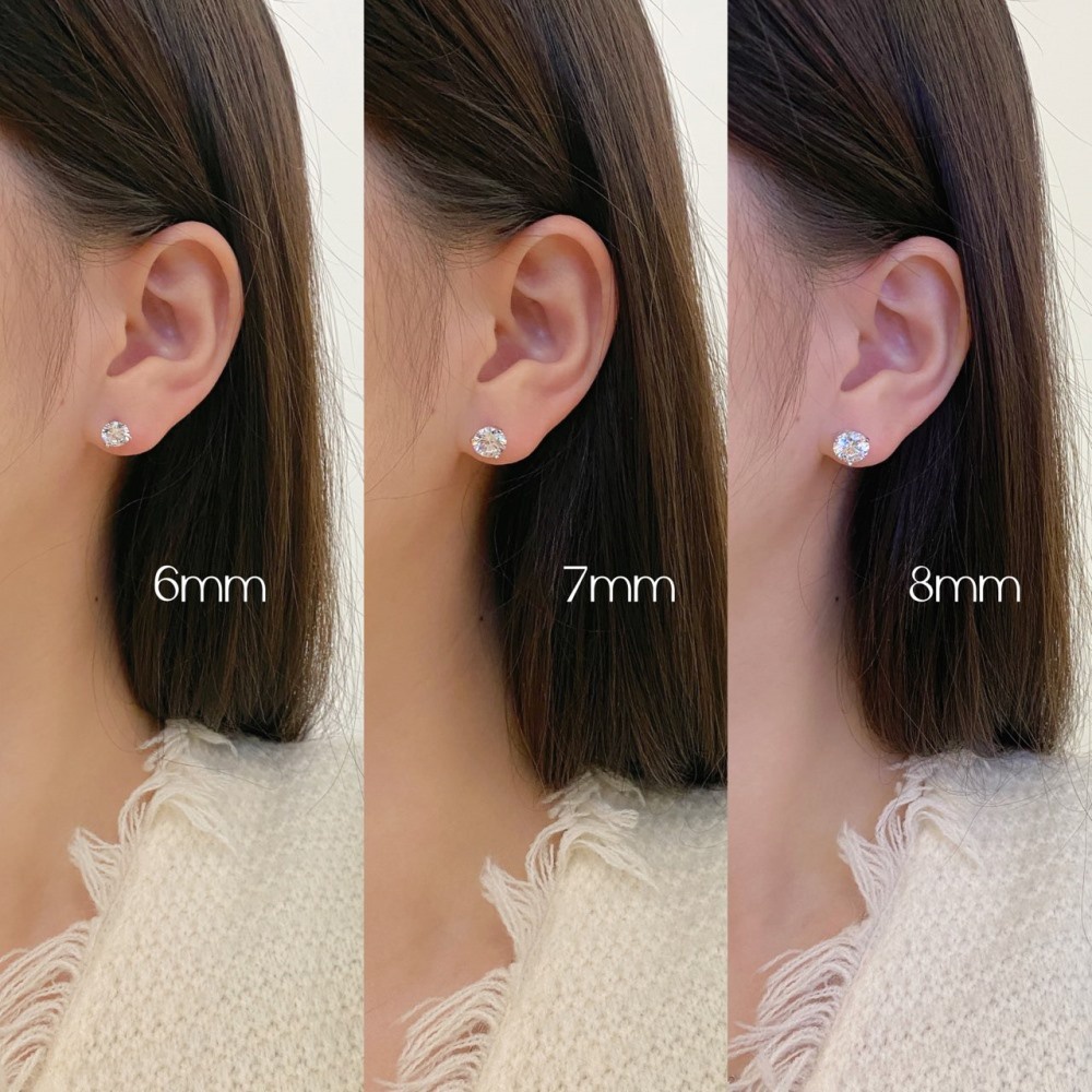 Bông Tai S925Bạc 925 Đính Đá Zircon 6-10mm Thời Trang Cao Cấp Cho Nữ