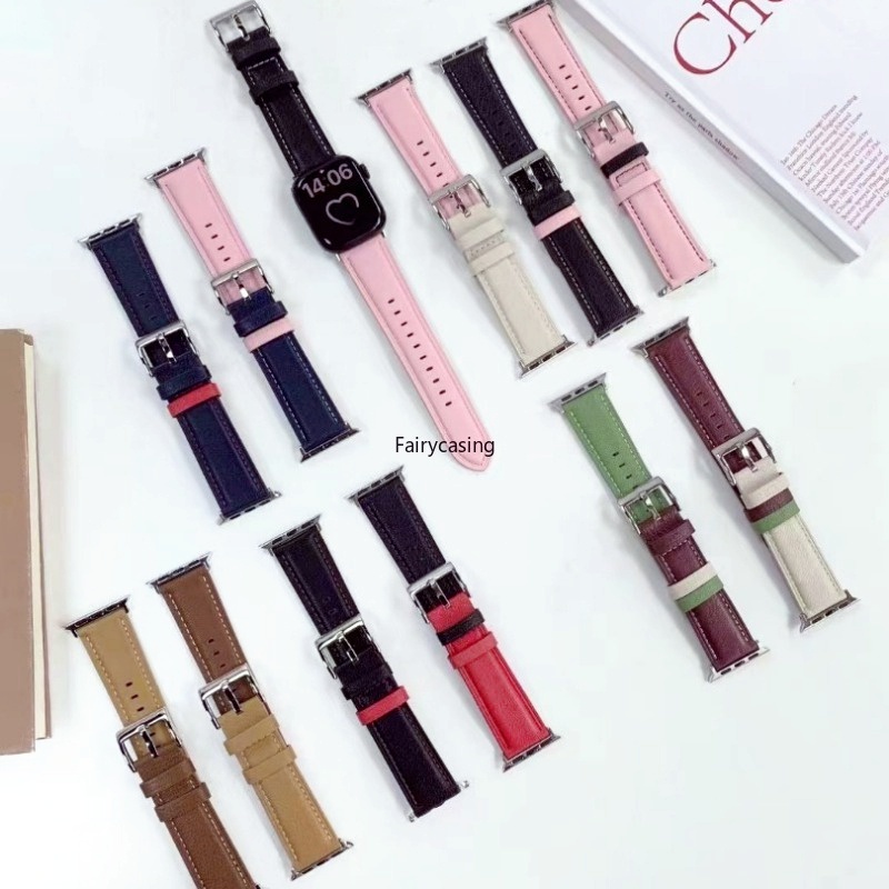 Dây Đeo Đồng Hồ Bằng Da Cừu Hai Màu Kích Thước 49mm 45mm 41mm 44mm 40mm 42mm 38mm Cho iWatch Series 8 7 6 4 3 Se
