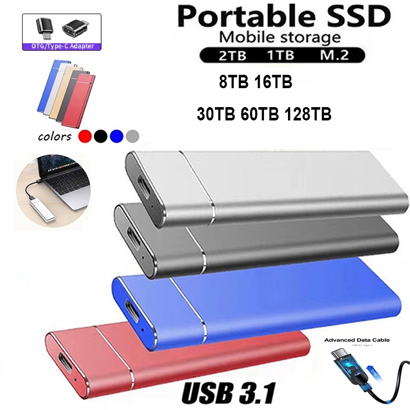 Ổ Cứng Di Động Tốc Độ Cao 1tb 2tb 8tb 16tb 30tb 60tb 128tb SSD Cho Laptop mac