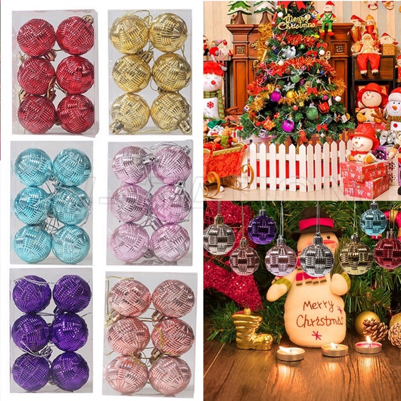 Set 6 Quả Châu Nhỏ 4cm Trang Trí Cây Thông Giáng Sinh Năm Mới