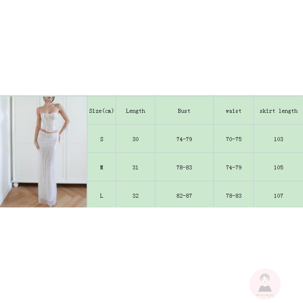 Dre-women bandage backless crop bandeau tops và váy dài co giãn
