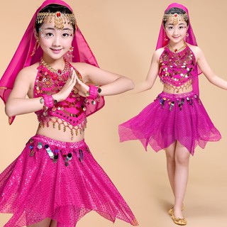Trang phục biểu diễn múa bụng phong cách ấn độ cho bé gái