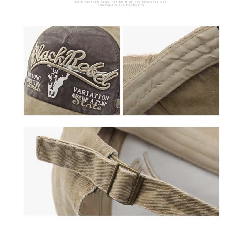 Mũ Lưỡi Trai Denim Thêu Chữ Phong Cách Vintage