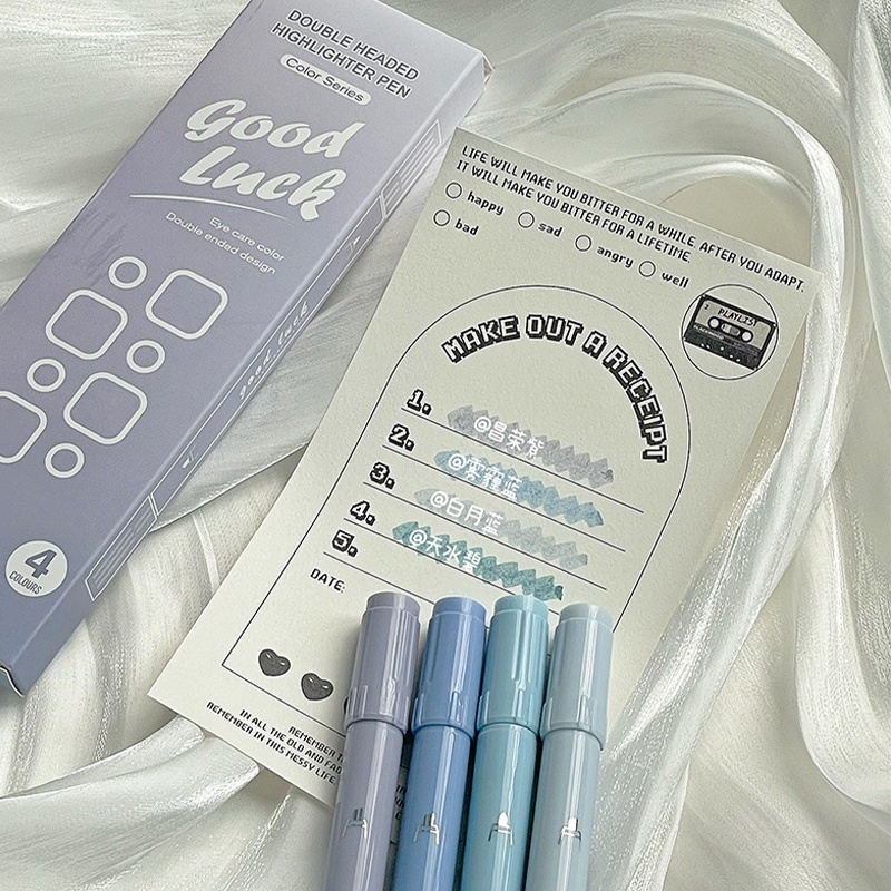 Hộp 4 Bút Đánh Dấu Hai Đầu Màu Gradient Sáng Tạo DIY