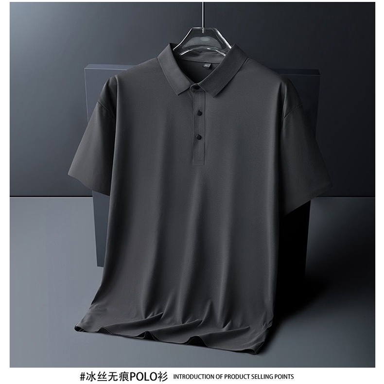 Áo Thun Polo Chất Liệu Lụa Lạnh Nhanh Khô Màu Sắc Đơn Giản Trẻ Trung Cho Nam Giới