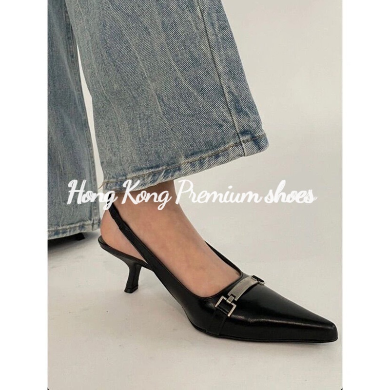 Hong Kong Premium shoes❥(^_-)Thiết kế mới miệng nông nữ gót mèo mũi nhọn mũi nhọn gót túi mũi giày cao gót thích hợp