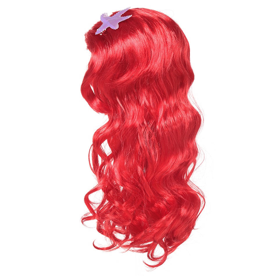 Disney frozen princess girls anna elsa cosplay wig kids little mermaid ariel red wig jasmine rapunzel belle phụ kiện tóc