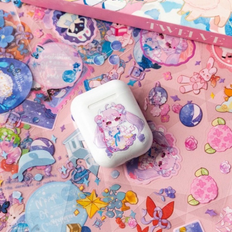 : 24h ship : không thấm nước diy cute sticker cartoon journal stickers 200 cái / hộp pet văn phòng phẩm trang trí tài khoản tay nhãn điện thoại sáng tạo chai nước sticker