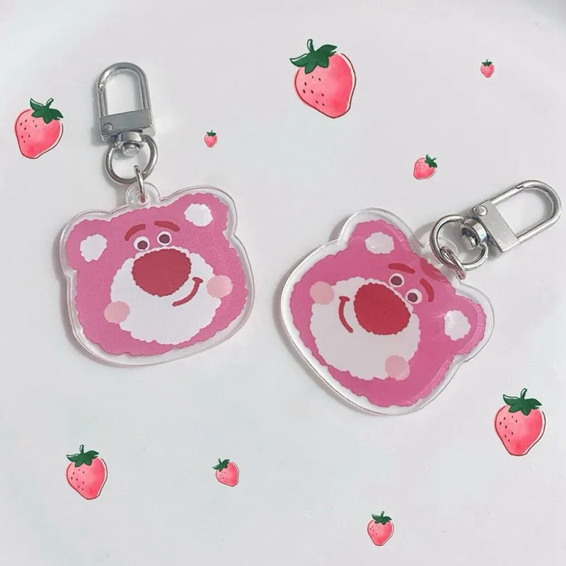 Phim hoạt hình acrylic keychain mô hình hoa đơn giản mặt dây chuyền ngôi sao dâu tây hình gấu vòng chìa khóa đồ dùng quà tặng sinh nhật