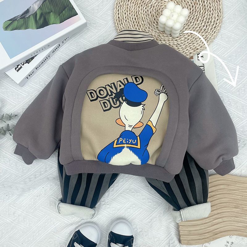 Boy's hoody fleece-lót dày quần áo mùa đông trẻ em mới cao cổ trẻ em mùa đông trẻ em hàn quốc-phong cách mùa đông