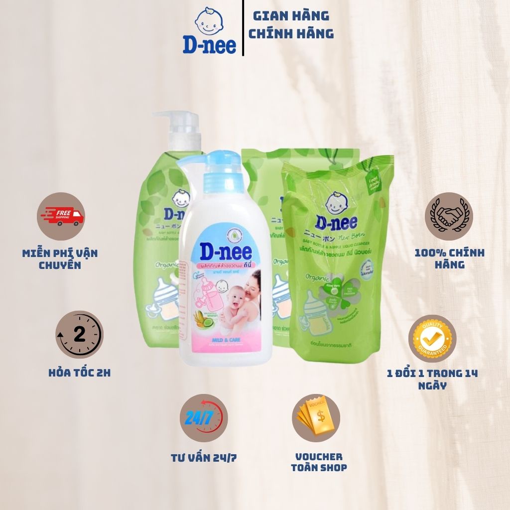 Nước rửa bình sữa , Bình nước Dnee 620 600 550 500 400ML- Hàng Thái