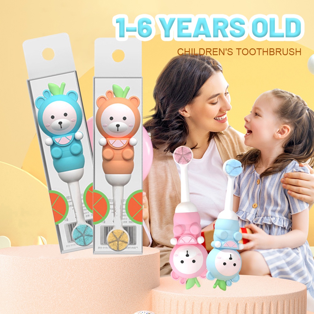 Bàn Chải Đánh Răng Siêu Mềm Cho Bé 2-8 Tuổi Hình Gấu Hoạt Hình Dễ Thương Bàn Chải Đánh Răng Bằng Sợi Mềm Bảo Vệ Tỉ Mỉ Lợi Cho Bé