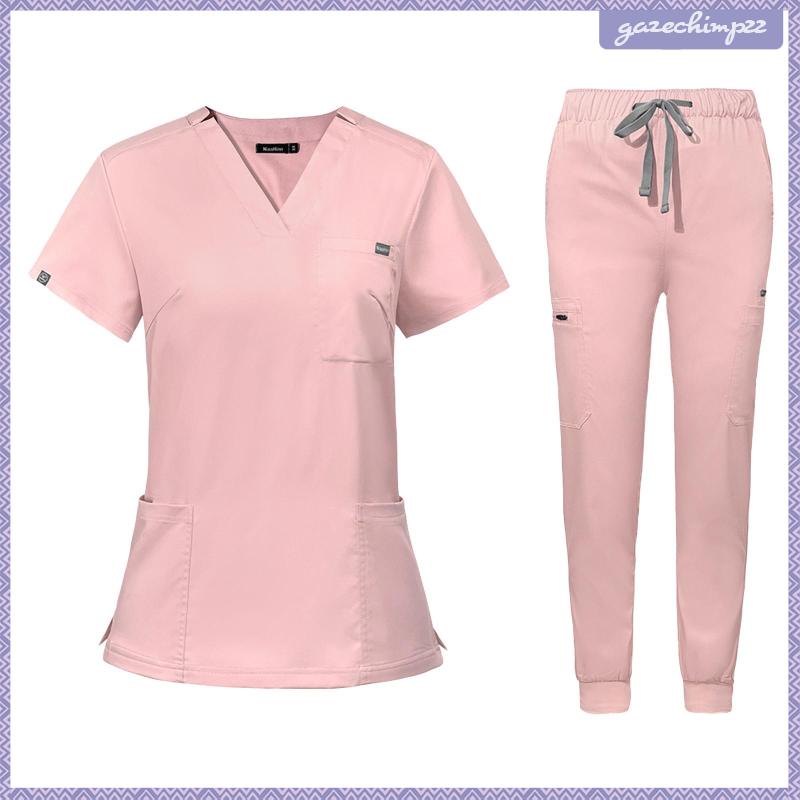 Uniforms scrub set nurse top pants bộ đồ làm việc cho cửa hàng thú cưng spa beauty salon