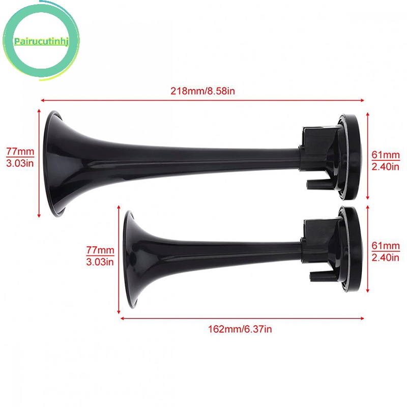 Cặphj 2 cái còi hơi đen kèn kép máy bơm không khí còi ống ô tô xe tải tàu thuyền vn