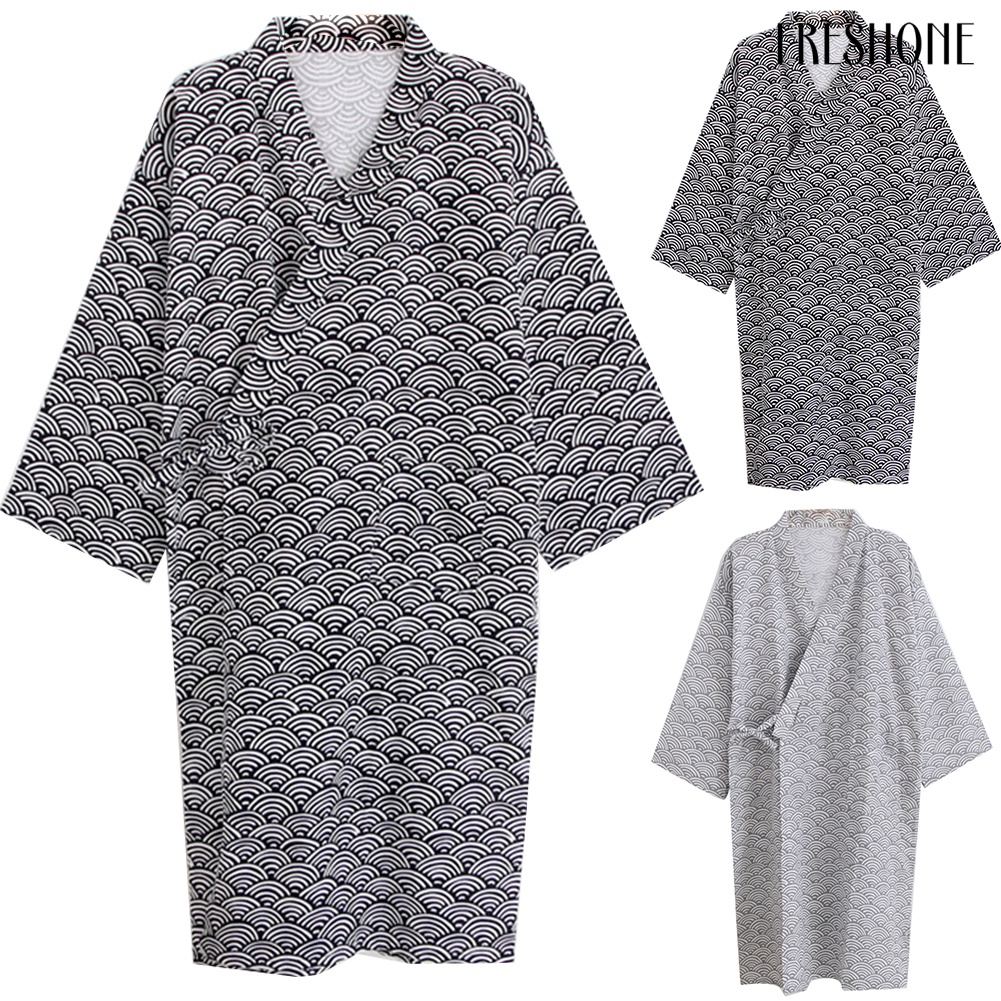 Nam thời trang in kimono áo choàng ngủ váy ngủ lỏng áo choàng tắm dài trung bình