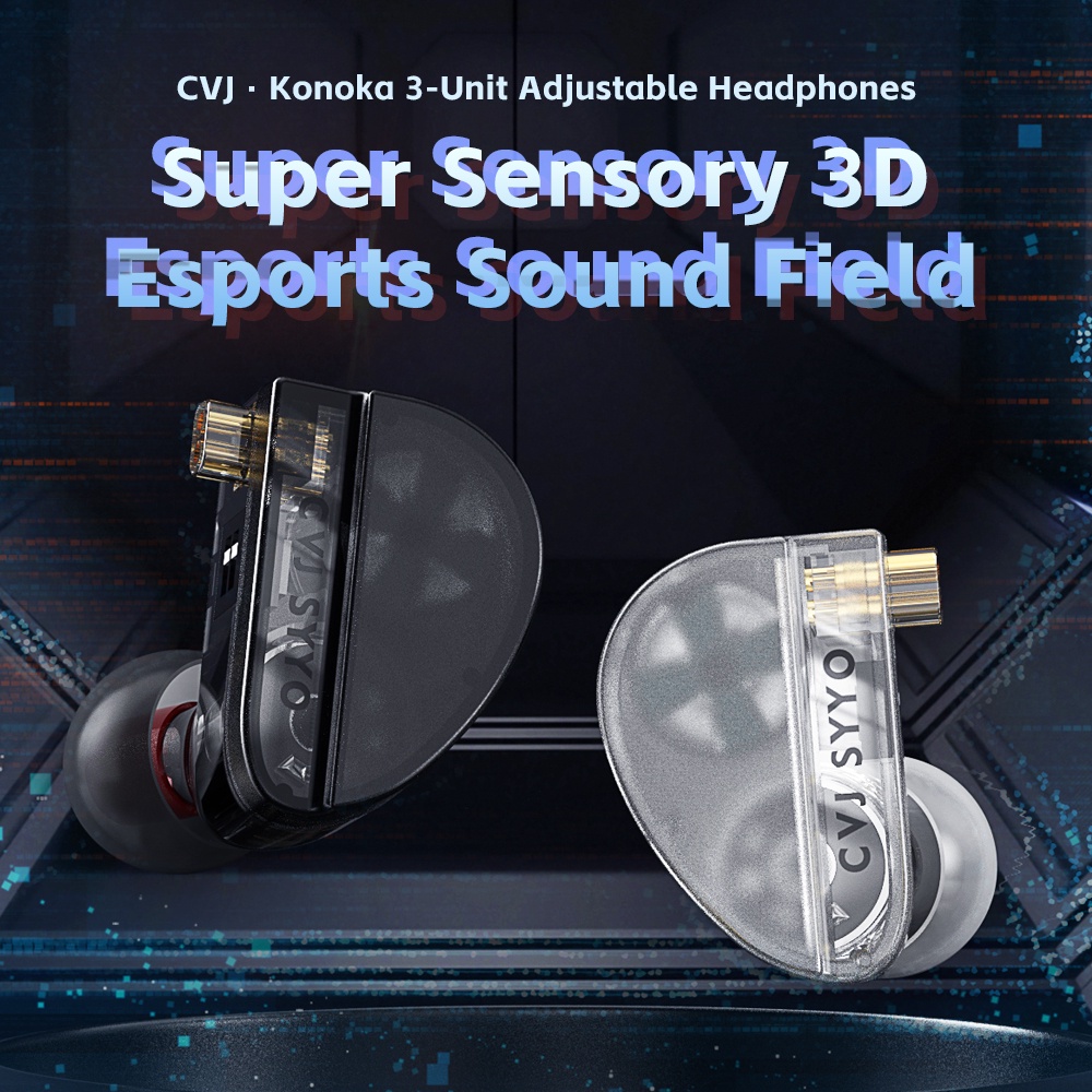 Tai nghe in-ear cvj konoka 1dd + 1ba + 1vibration driver với 3d hifi triple hybrid