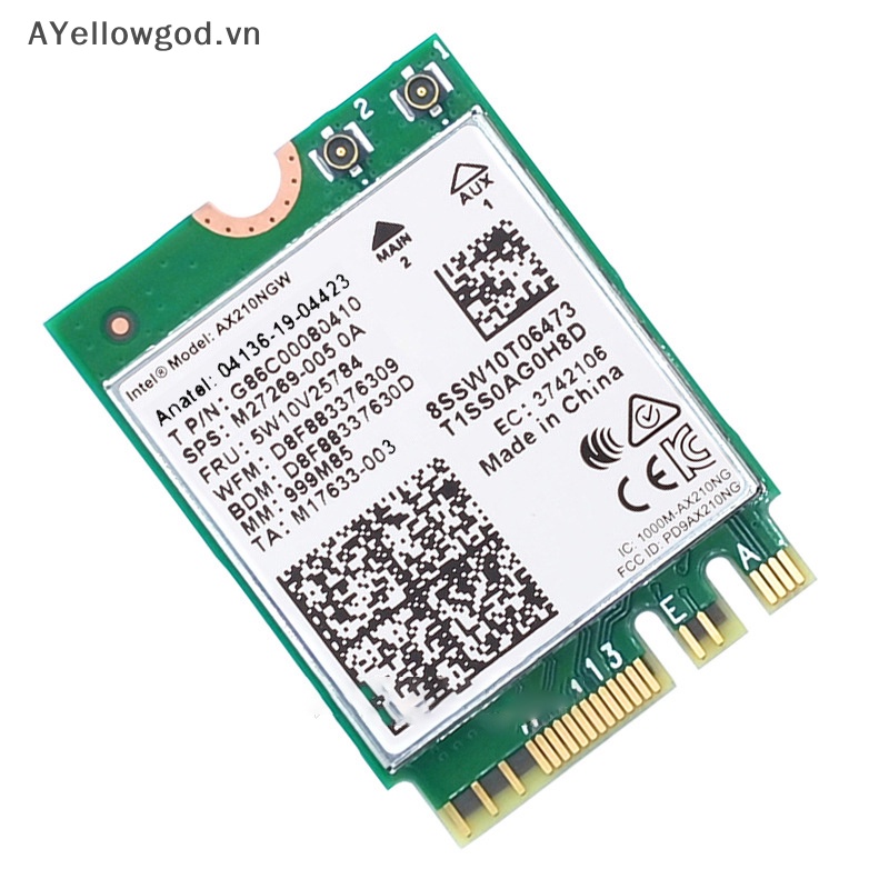 Ayellowgod for laptop pc wifi 6e intel ax210 bluetooth 5.2 m.2 card không dây ax210ngw 2.4ghz 5ghz 6ghz 5374mbps 802.11ax ax200 adapter vn