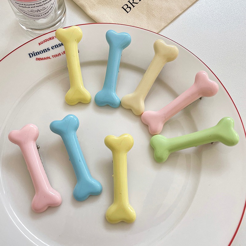 Kẹp Tóc Màu Kẹo Hình Xương Cún Phong Cách Nhật Bản Và Hàn Quốc Ngọt Ngào Dễ Thương Dành Cho Bạn Gái YR