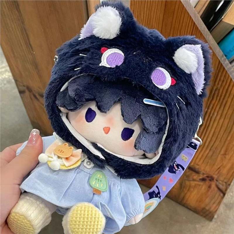 Anime genshin impact hình sang trọng scaramouche dress up doll với quần áo mèo sang trọng 7,9 inch đồ trang trí nhồi bông mềm và bộ sưu tập quà tặng cho người hâm mộ