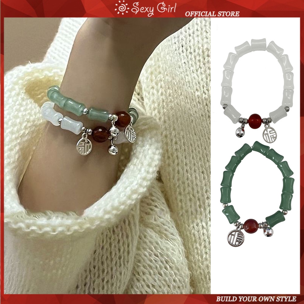 Phong cách trung quốc tre chung dấu hiệu may mắn nữ thiết kế thích hợp với vòng tay mặt dây chuyền giả ngọc vòng tay phong cách dân tộc retro vòng tay trang sức cô gái sexy