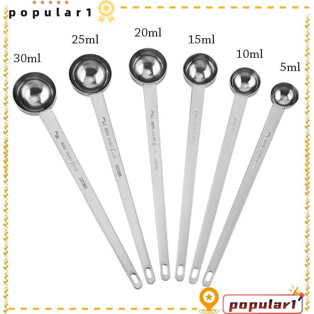 Muỗng cà phê phổ biến, tay cầm dài bằng thép không gỉ muỗng đo lường, chất lượng cao dày 5/10/15/20/25 / 30ml muỗng đo cà phê tiện ích nhà bếp