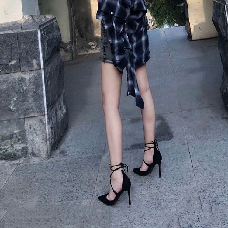 Giày Sandal Cao Gót Mũi Nhọn Cột Dây Thời Trang Mùa Hè 2022