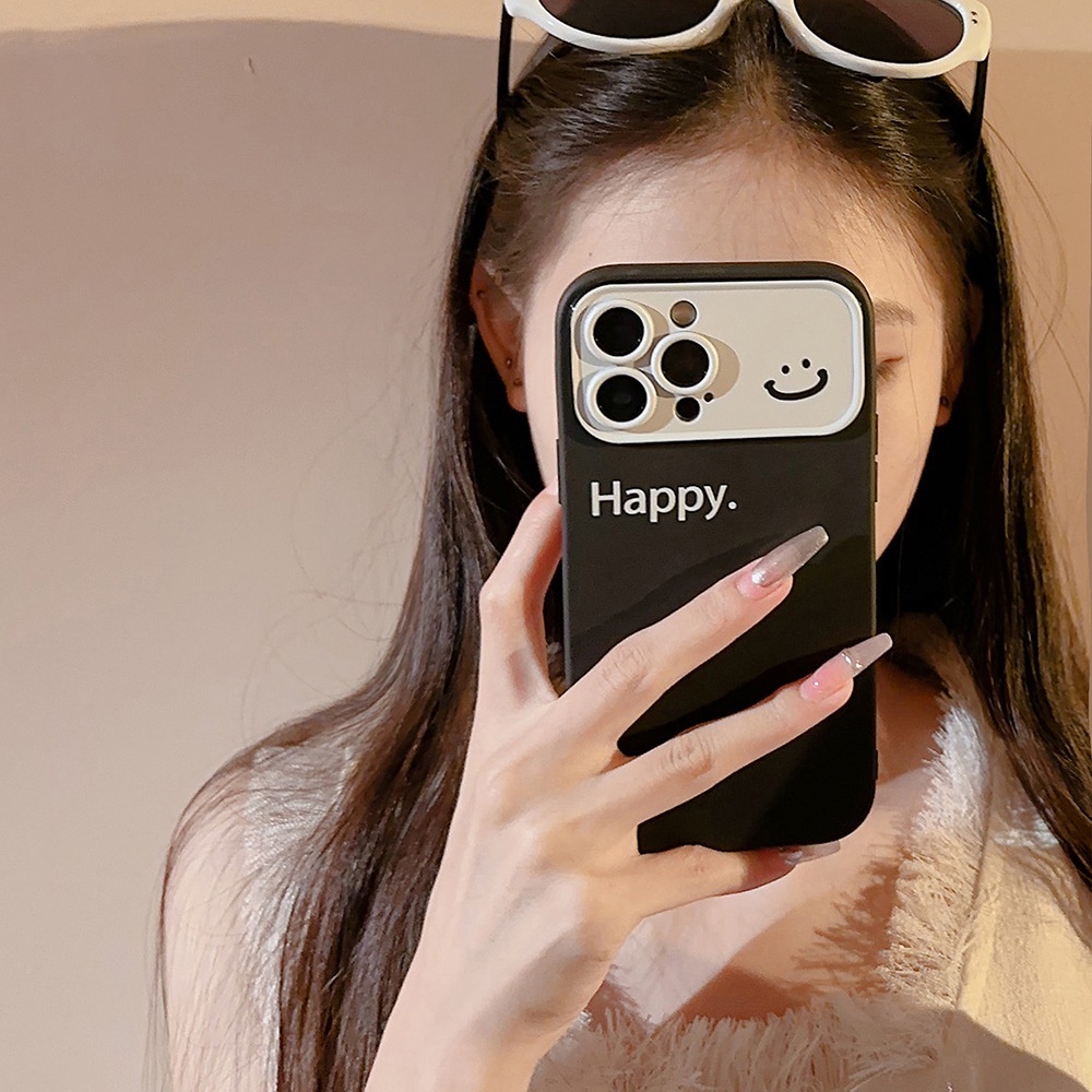 ỐP LƯNG IPHONEBeige black window smiley phone case thích hợp cho iphone14promax/13/12/11/xr/xs/x/xsmax/7/8plus-dinuo