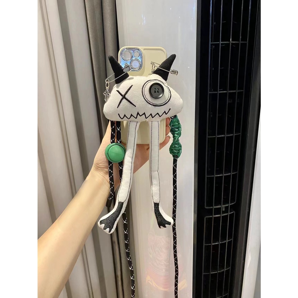 Influencer phong cách mới búp bê điện thoại di động quay lại phim hoạt hình thỏ sọc dễ thương sứ giả điện thoại di động kẹp đồ trang trí búp bê