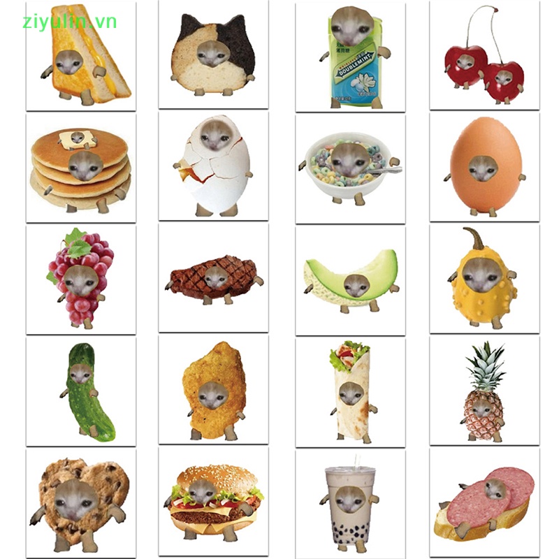 Ziyulin 69 cái mèo meme vui nhộn và thức ăn hình dán graffiti dễ thương cho hành lý đồ chơi máy tính xách tay ipad ván trượt điện thoại dán xe vn