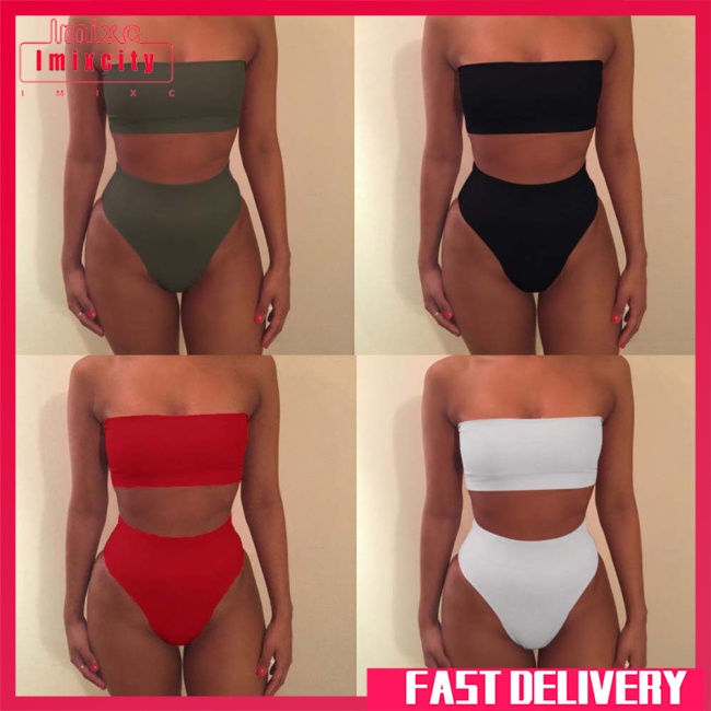 Bộ đồ lót bikini 2 mảnh IMIXCITY gồm áo ống và quần lót cạp cao gợi cảm