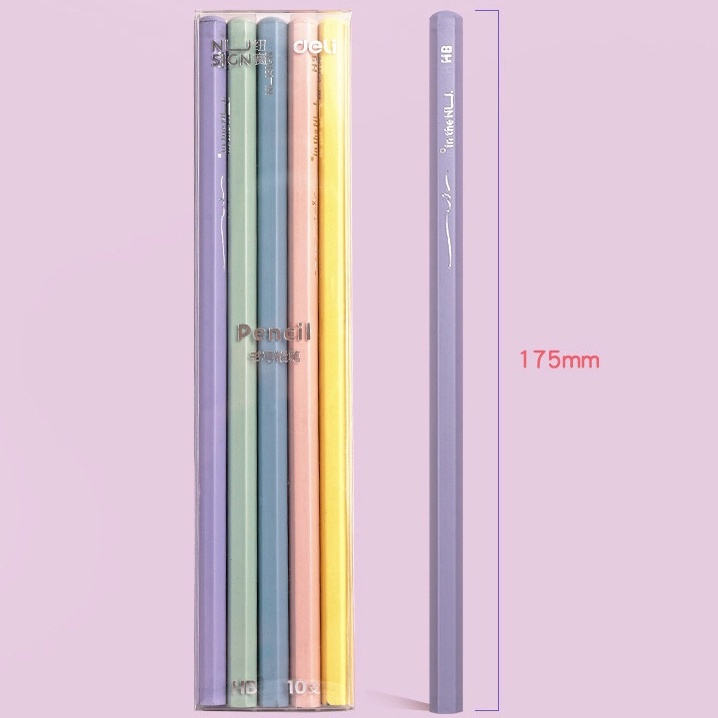 Bút chì gỗ đen HB thân màu pastel basic đơn giản, chì vẽ tranh, bút chì gỗ, thân đen Deli