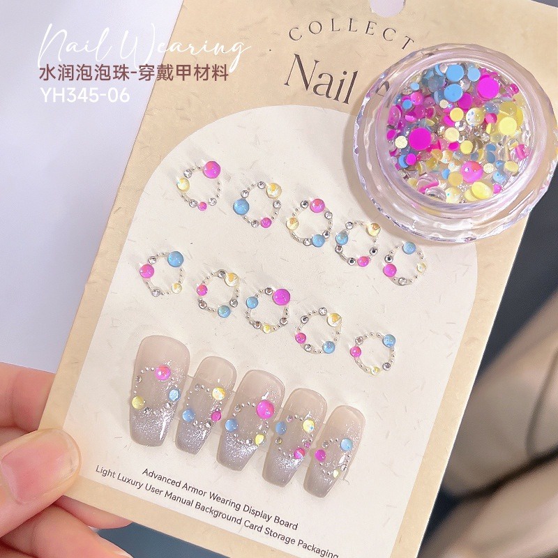 Đeo vật liệu làm móng, bao gồm kim cương đáy nhọn, siêu lấp lánh, trái tim cong vênh, mặt trăng, hình vuông béo, phụ kiện móng đáy phẳng, phụ kiện làm móng