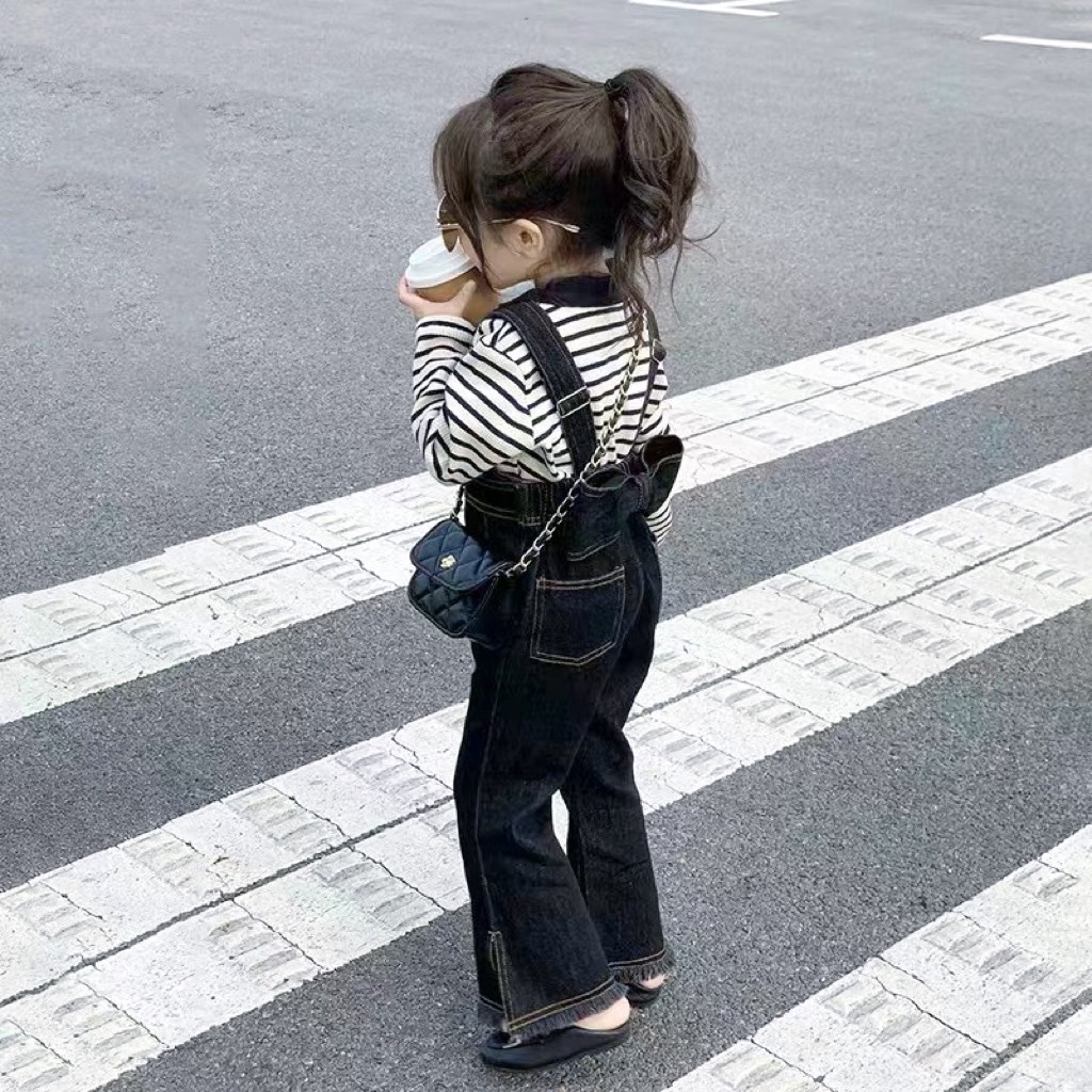 Sét Yếm Jean + Áo Zip Kẻ 10-26kg Đính Nơ Lưng Bé Gái - Shop Mẹ Bông 92