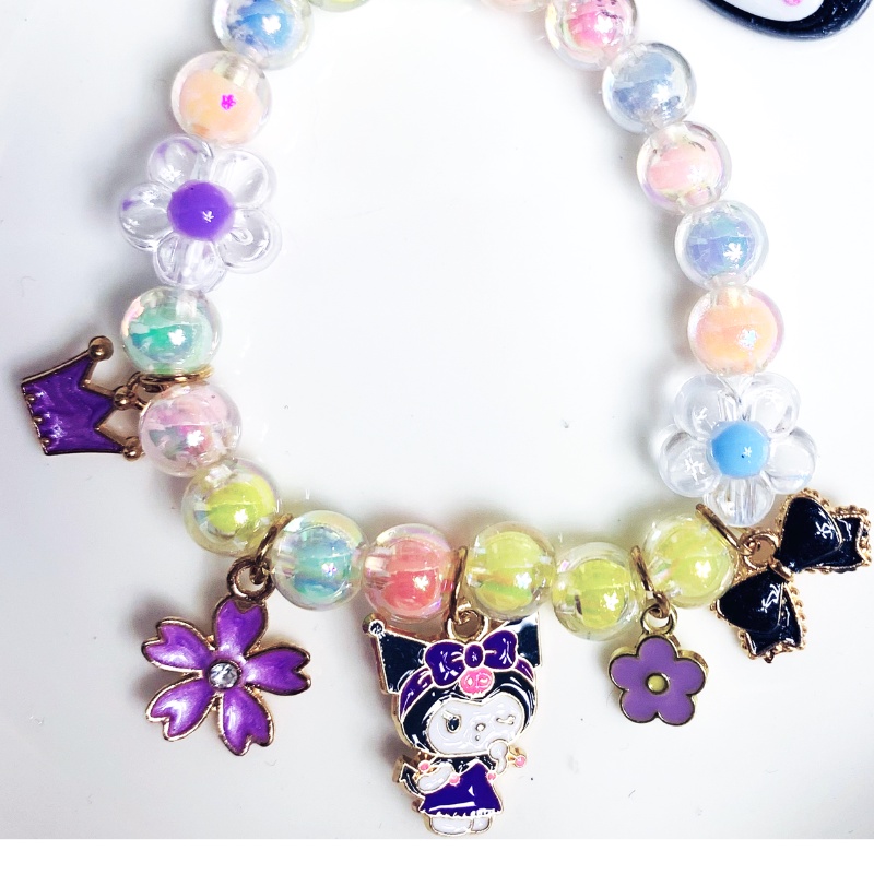 Phụ kiện trẻ em thời trang kuromi hello kitty giai điệu phim hoạt hình hoa nhiều màu hạt vòng tay trẻ em