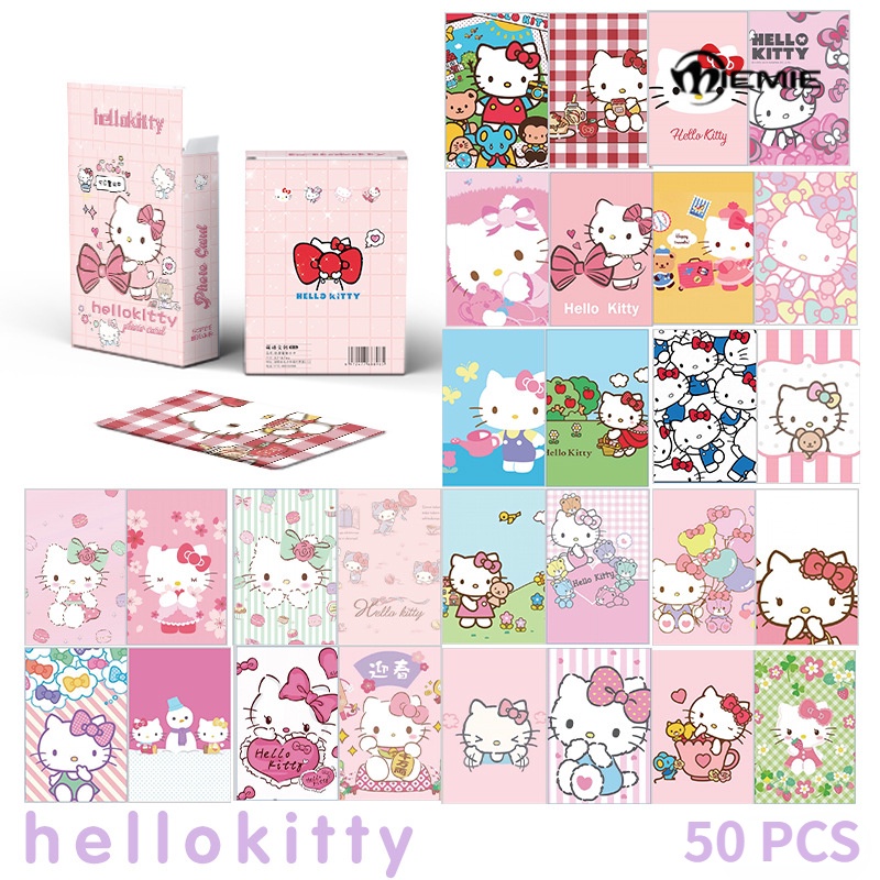50 cái / hộp thẻ sanrio lomo 57x86mm kuromi melody cinnamoroll pochacco bưu thiếp thẻ laser ngoại vi