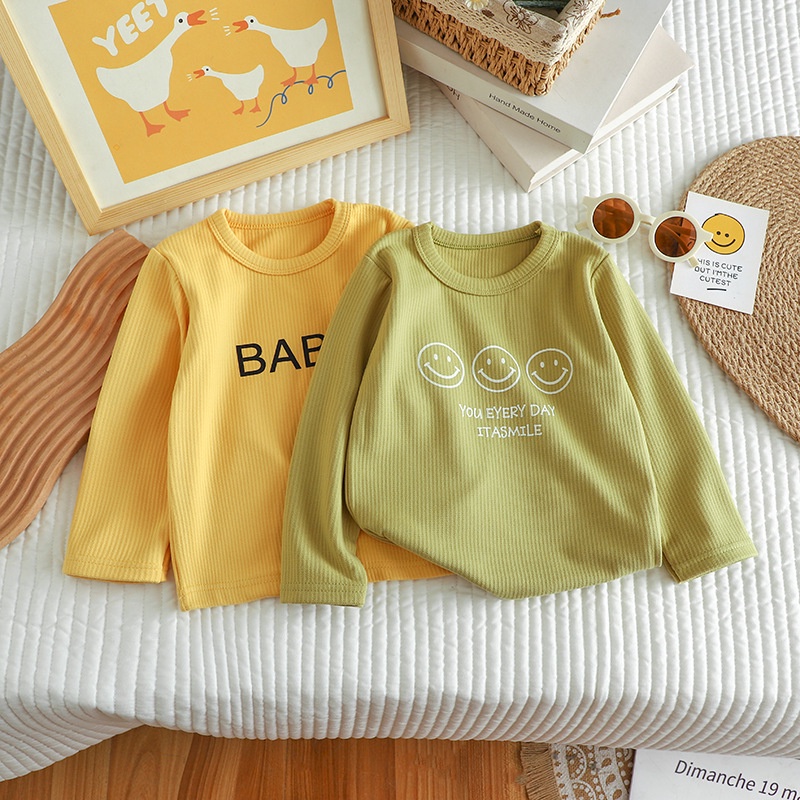 Áo thun YAOEENH tay dài thời trang mùa thu Hàn Quốc cho bé trai/ bé gái 80-150cm