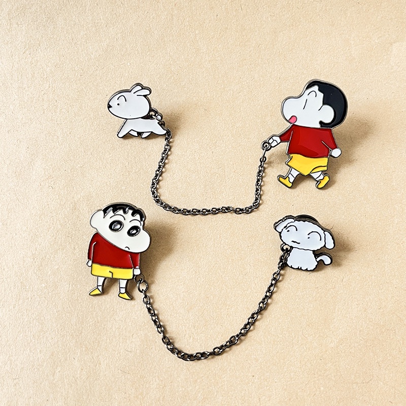 Phim hoạt hình nhật bản bút chì màu dễ thương trâm nhỏ mới cho nam và nữ dây chuyền kim loại huy hiệu ghim khóa với phụ kiện