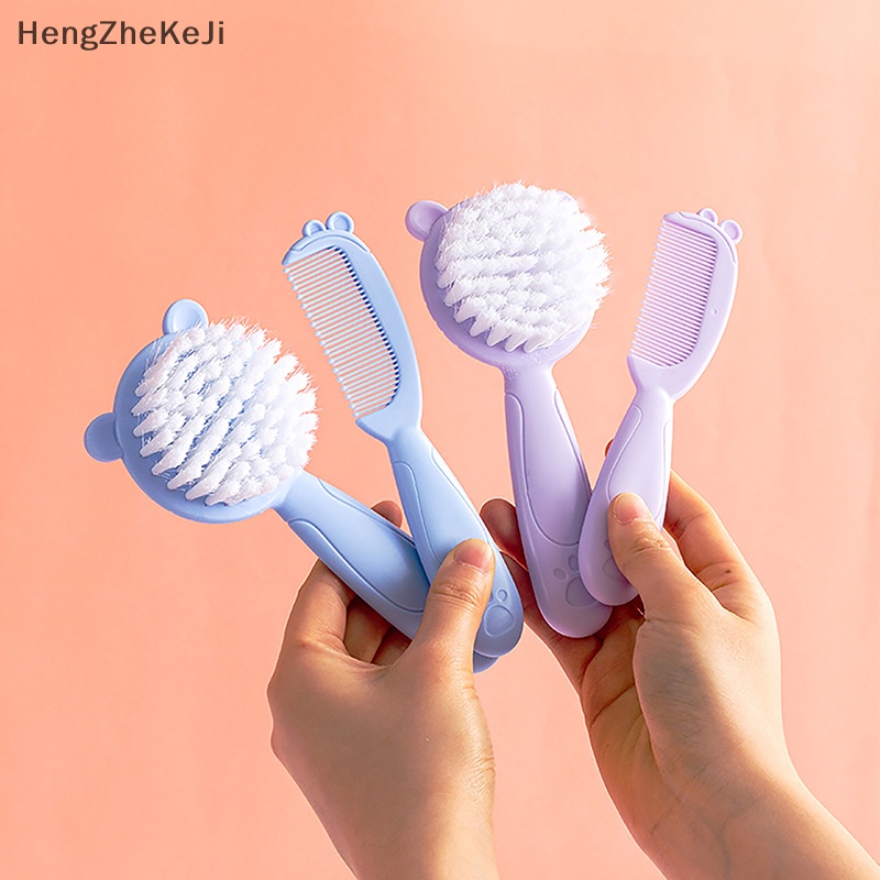 2 cái lược chải tóc cho bé di động trẻ sơ sinh mới biết đi nylon bàn chải tóc mềm đầu massager lược bộ đồ dùng chăm sóc tóc cho bé hhe