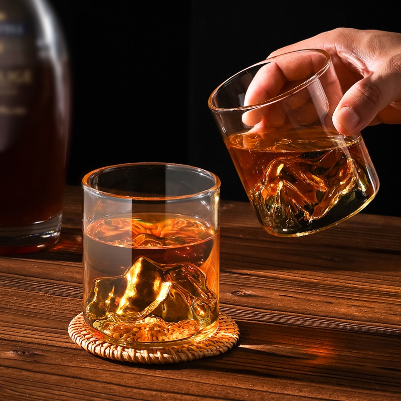 Ly thủy tinh uống rượu whisky kèm đế lót KATELV